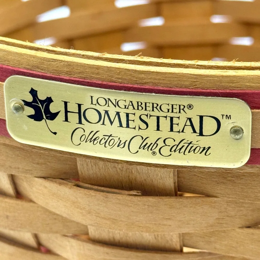 Longaberger 1999 Collectors Club HOMESTEAD Basket Combo liner, & Handle Tie